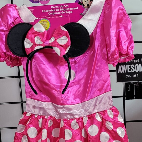 Disney Minnie Mouse Dress-Up Set - Pink Polka Dot Costume with Ears & Bow - Picture 2 of 7